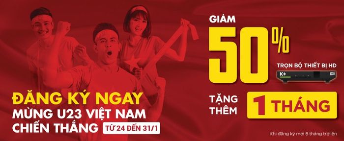 Trọn bộ k+ hd giảm 50% từ 24/01 đến hết 31/01/2018