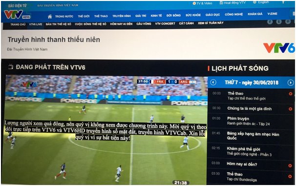 VTV vị nghẽn mạng