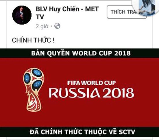 Xuất hiện tin giả mạo về bản quyền phát sóng World Cup 2018