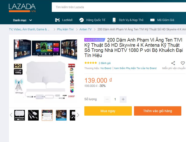 Quảng cáo anten trên Lazada 1