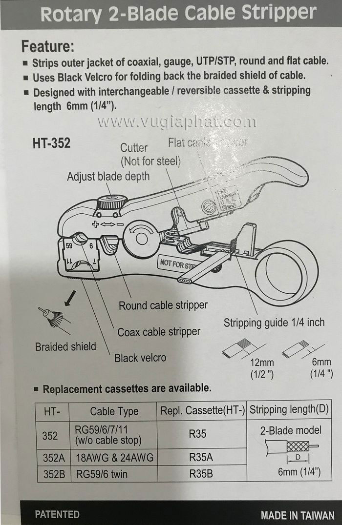 Dao cắt cable RG11, RG6 HanLong-HT352